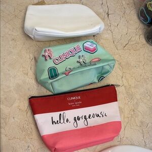 Clinique Cosmetic Bag Trio in White, Mint, and Pink